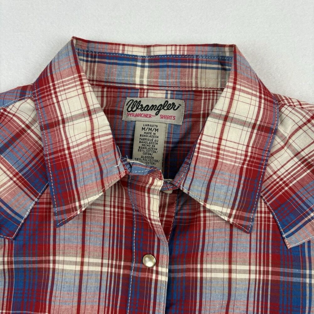 Vintage Wrangler Western Pearl Snap Womens M Plaid Long Sleeve Dual Pocket - Picture 8 of 8
